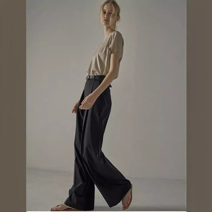 Damen Hochbundhose Weit Norvielle Mit Gürtel