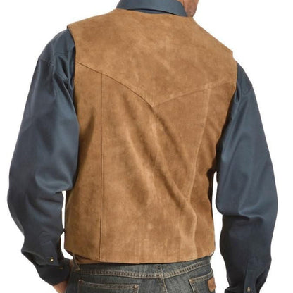 Herren Lederweste Wildleder Rustikal Mit Taschen