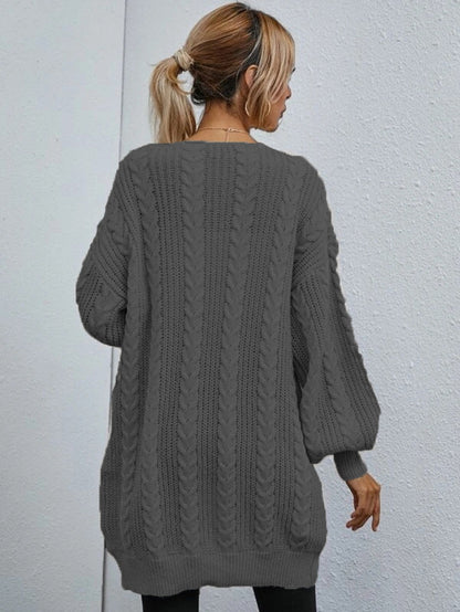 Damen Grobstrick-Cardigan Lässig Zopfmuster Norvielle