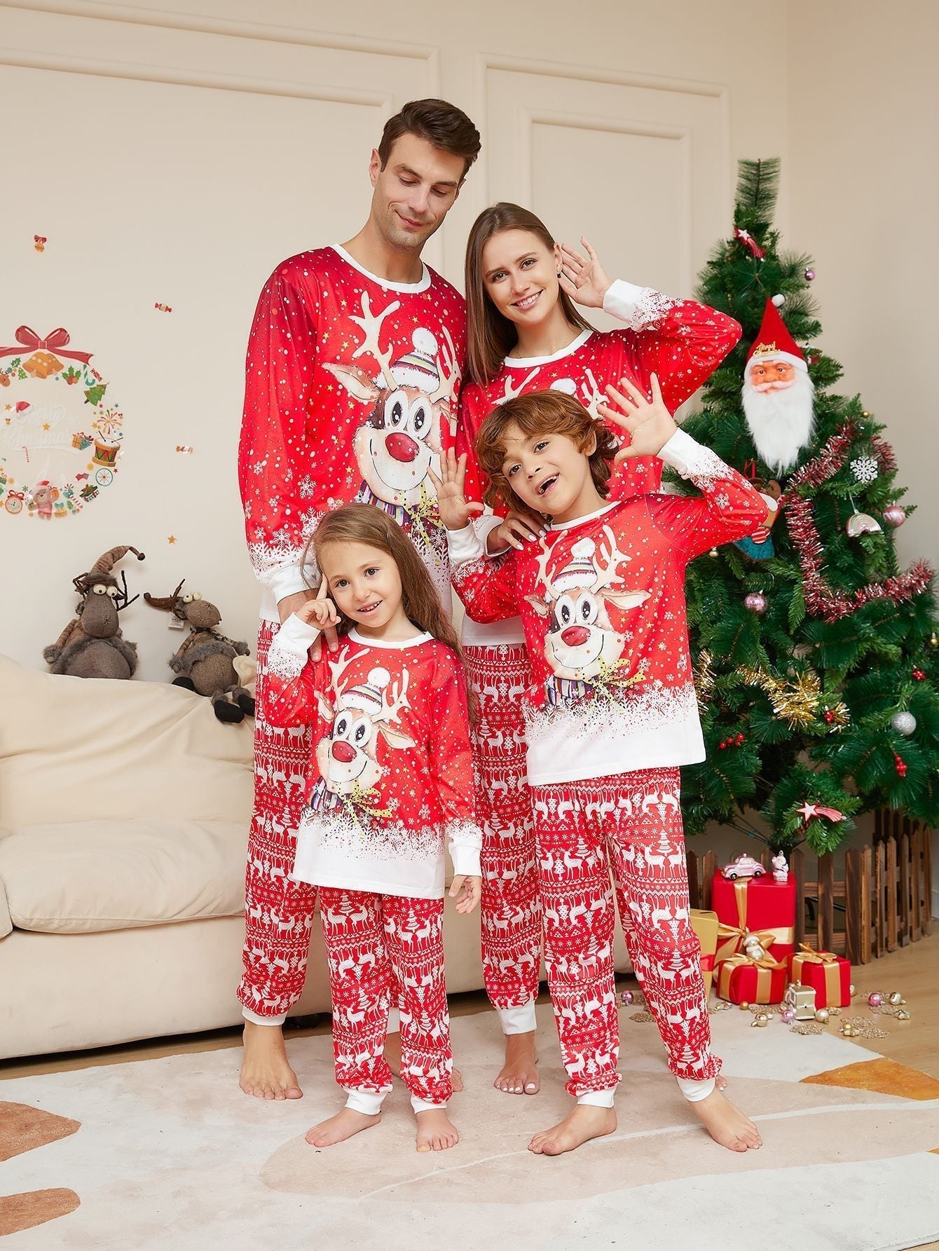 Weihnachtspyjama Set Familie mit Hundepyjama - Norvielle