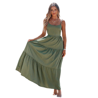 Damen Maxikleid Hochtailliert Luftiger Stoff Norvielle