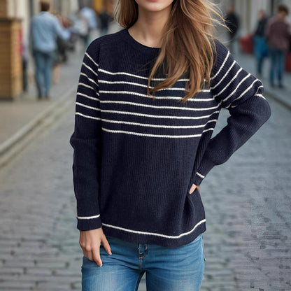 Damen Pullover Maritimes Streifenmuster Weich Norvielle