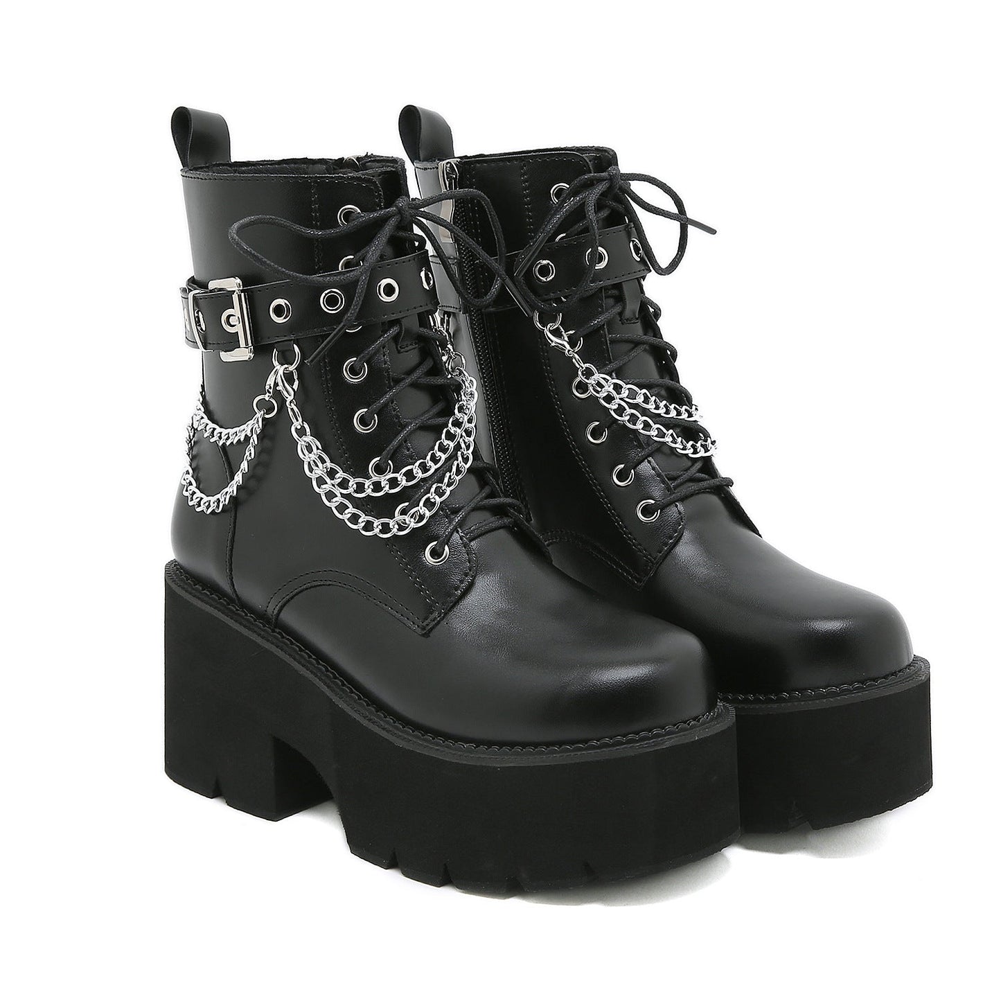 Norvielle Damen Stiefel Martens-Stil Hoher Absatz