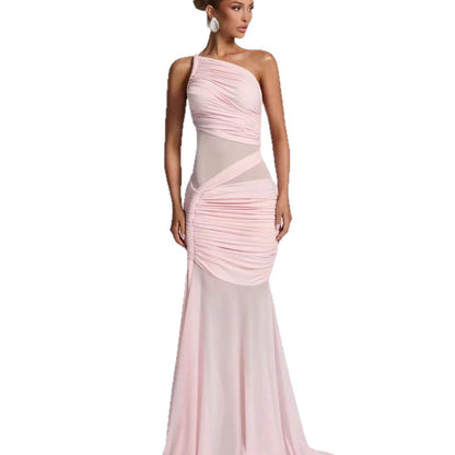 Damen Abendkleid Asymmetrisch Rüschen Norvielle