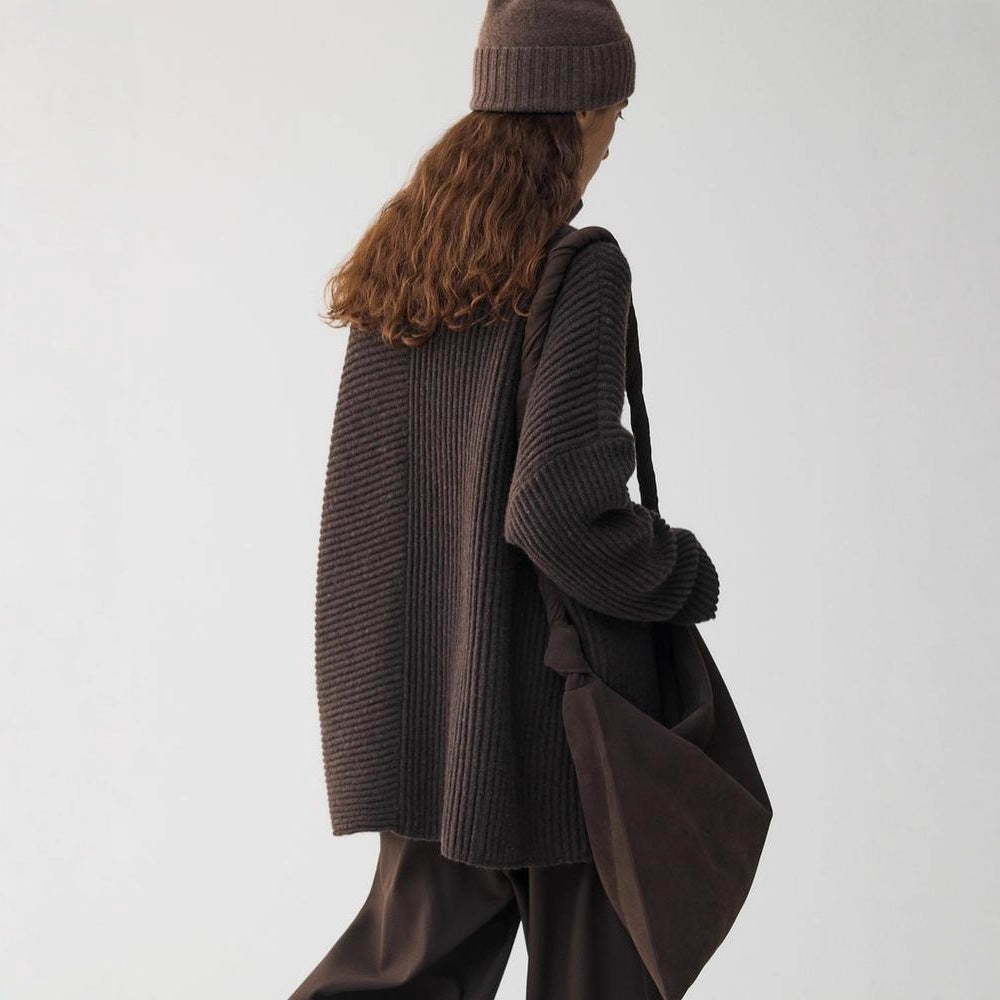 Damen Strickjacke Relaxed Fit mit hohem Kragen und Knöpfen Norvielle