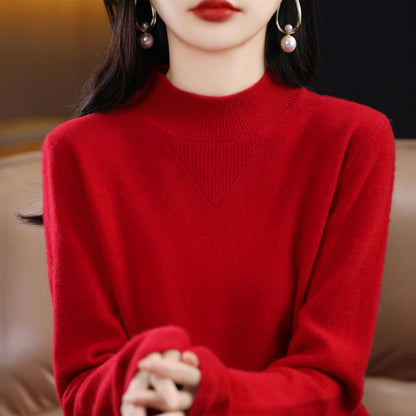 Damen Pullover Feinripp mit hohem Kragen Elegantes Design