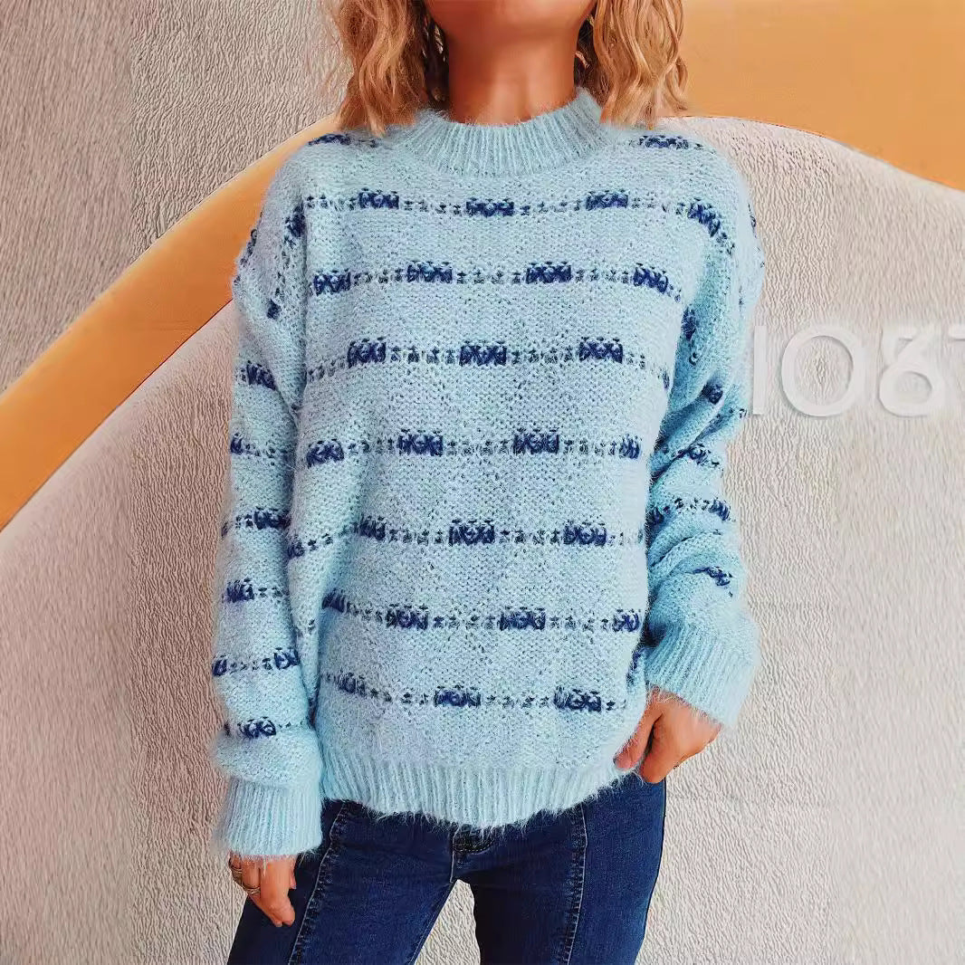 Damen Strickpullover Weich Norvielle Streifenmuster