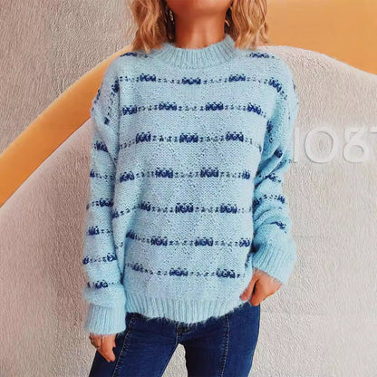 Damen Strickpullover Weich Norvielle Streifenmuster