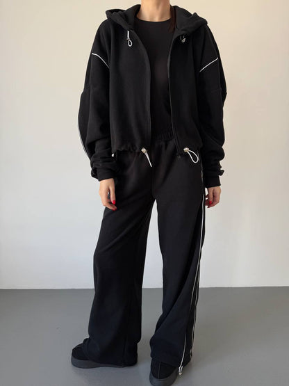 Damen Fleece-Set mit Kapuze Elastisch