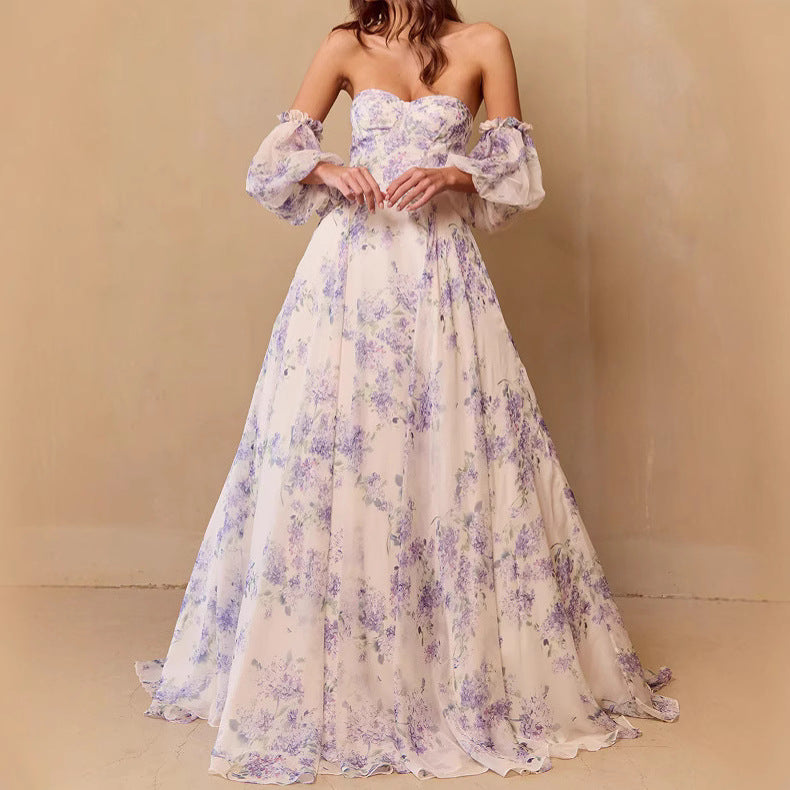 Damen Hochzeitskleid Sweetheart-Ausschnitt Florales Chiffon Weiß