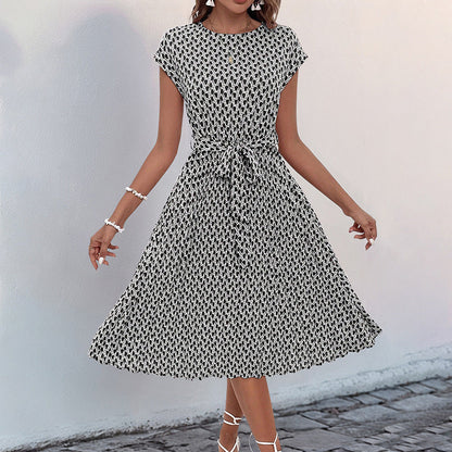 Damen Midikleid Asymmetrischer Saum Dekorativer Gürtel Norvielle
