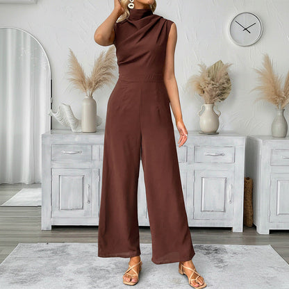 Damen Jumpsuit Hochkragen Weitbein Norvielle