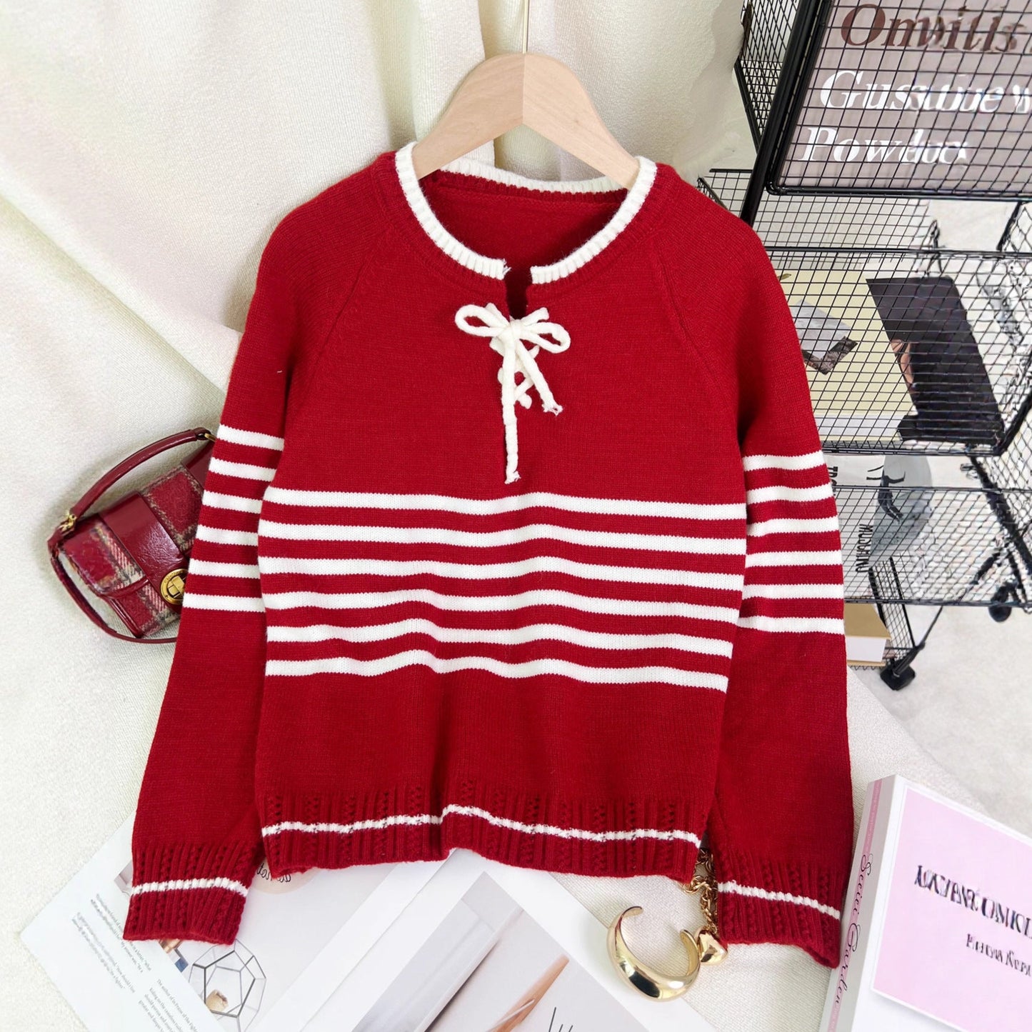 Damen Pullover mit Kordelzug und Streifenmuster Norvielle