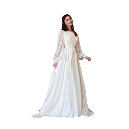 Damen Maxi-Kleid Langärmlig Spitze