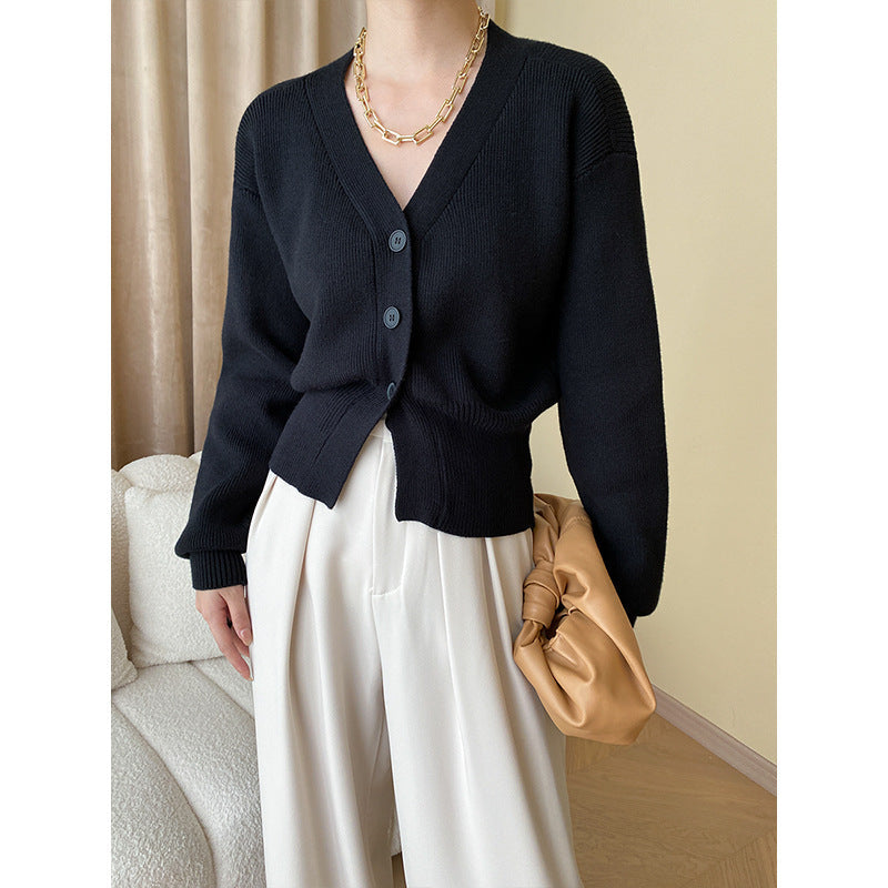 Damen Strickjacke V-Ausschnitt Knöpfe Elegantes Design - Norvielle