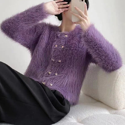 Damen Strickjacke Kuschelig Dekorative Knöpfe Norvielle