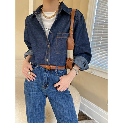 Damen Denim-Überjacke Lässig Blau - Norvielle