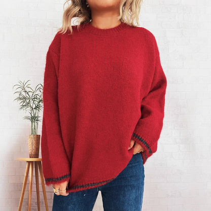Damen Strickpullover Weiches Material Lässiger Schnitt Beige
