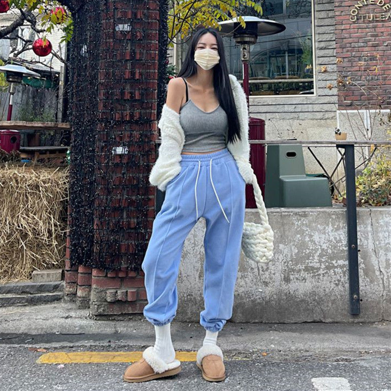 Damen Sweatpants Bequem Gummizug Schwarz - Norvielle