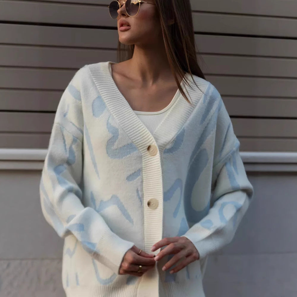 Damen Strickcardigan Einzigartiges Muster Beige