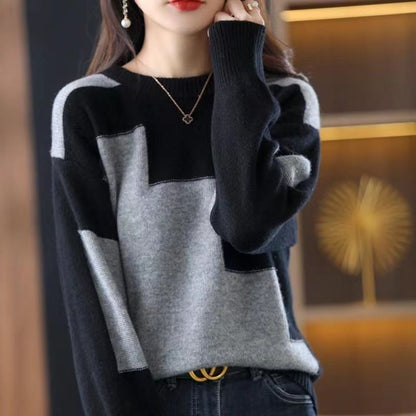 Damen Strickpullover Gemusterter Geometrisches Design Norvielle