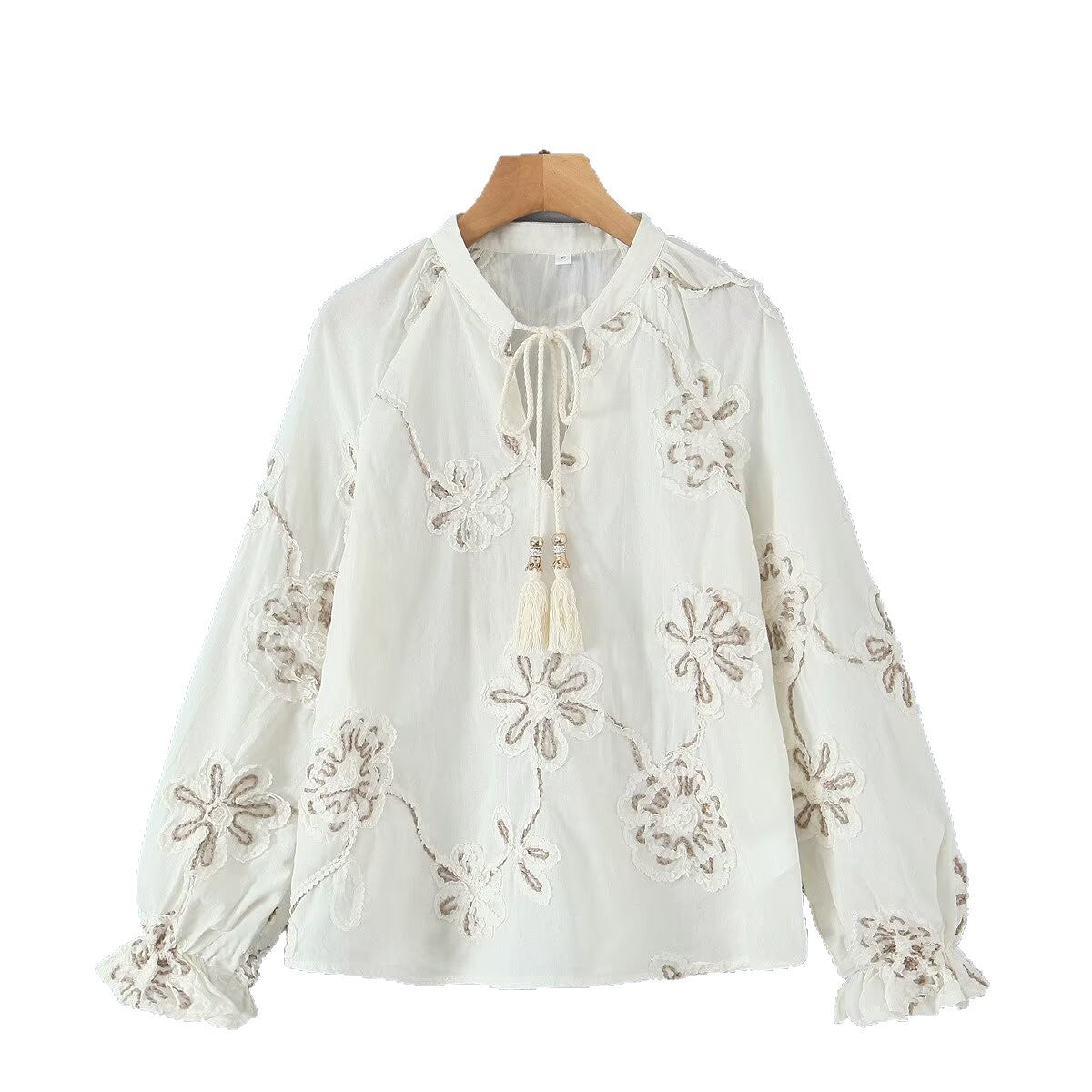 Damen Bluse Bestickt Raffungen Norvielle