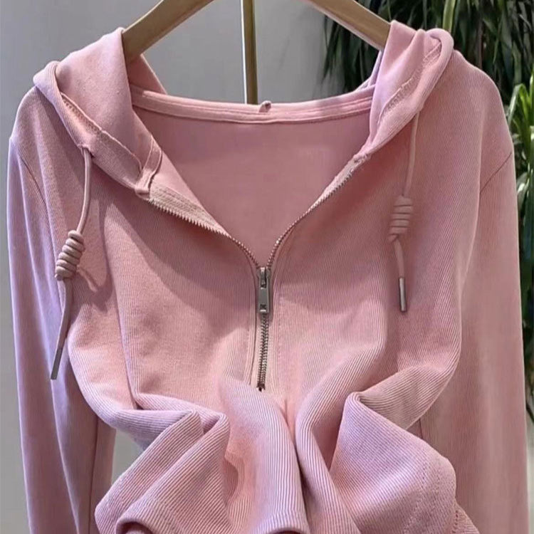 Damen Kapuzenpullover Lässig Halbhoch Reißverschluss Norvielle - Norvielle