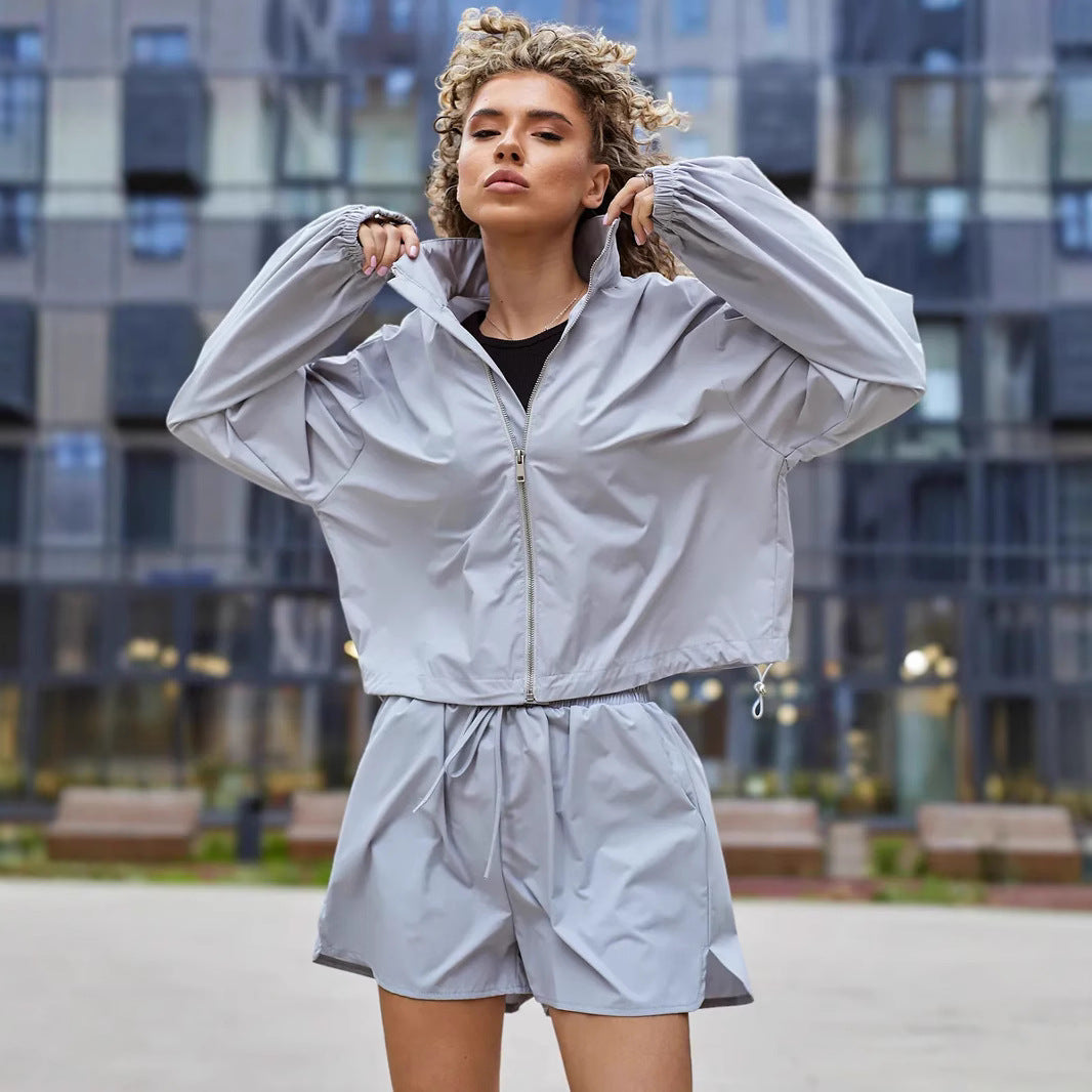 Damen Sportset Blousonjacke Lässige Shorts Norvielle - Norvielle