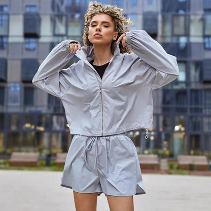 Damen Sportset Blousonjacke Lässige Shorts Norvielle - Norvielle
