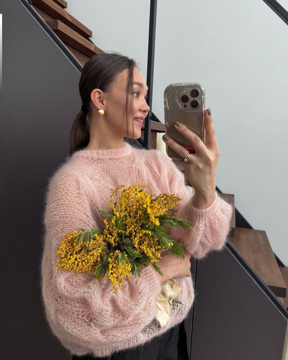 Damen Mohairpullover Weich Voluminöse Ärmel Norvielle
