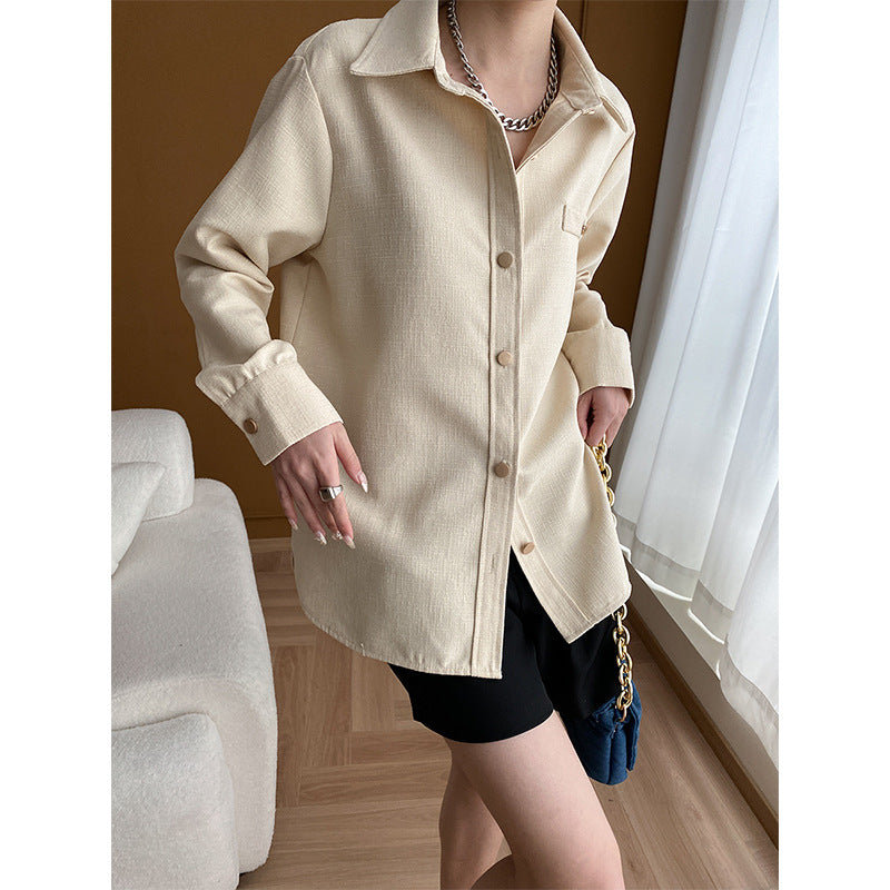 Damen Oversized Blousonjacke Knopfdetail Norvielle