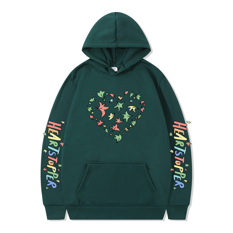 Damen Kapuzenpullover Herz- und Blattmotiv Norvielle