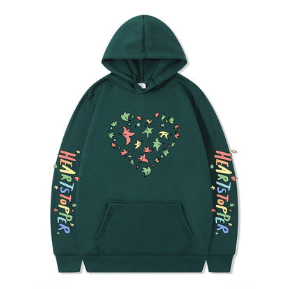Damen Kapuzenpullover Herz- und Blattmotiv Norvielle