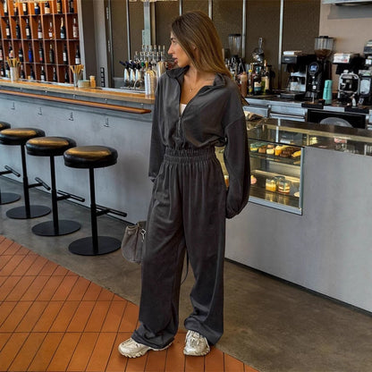 Damen Velours-Jumpsuit Elegantes Design