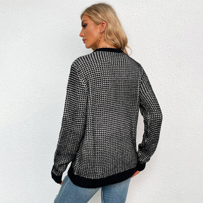 Damen Strickpullover Rautenmuster Fledermausärmel Norvielle