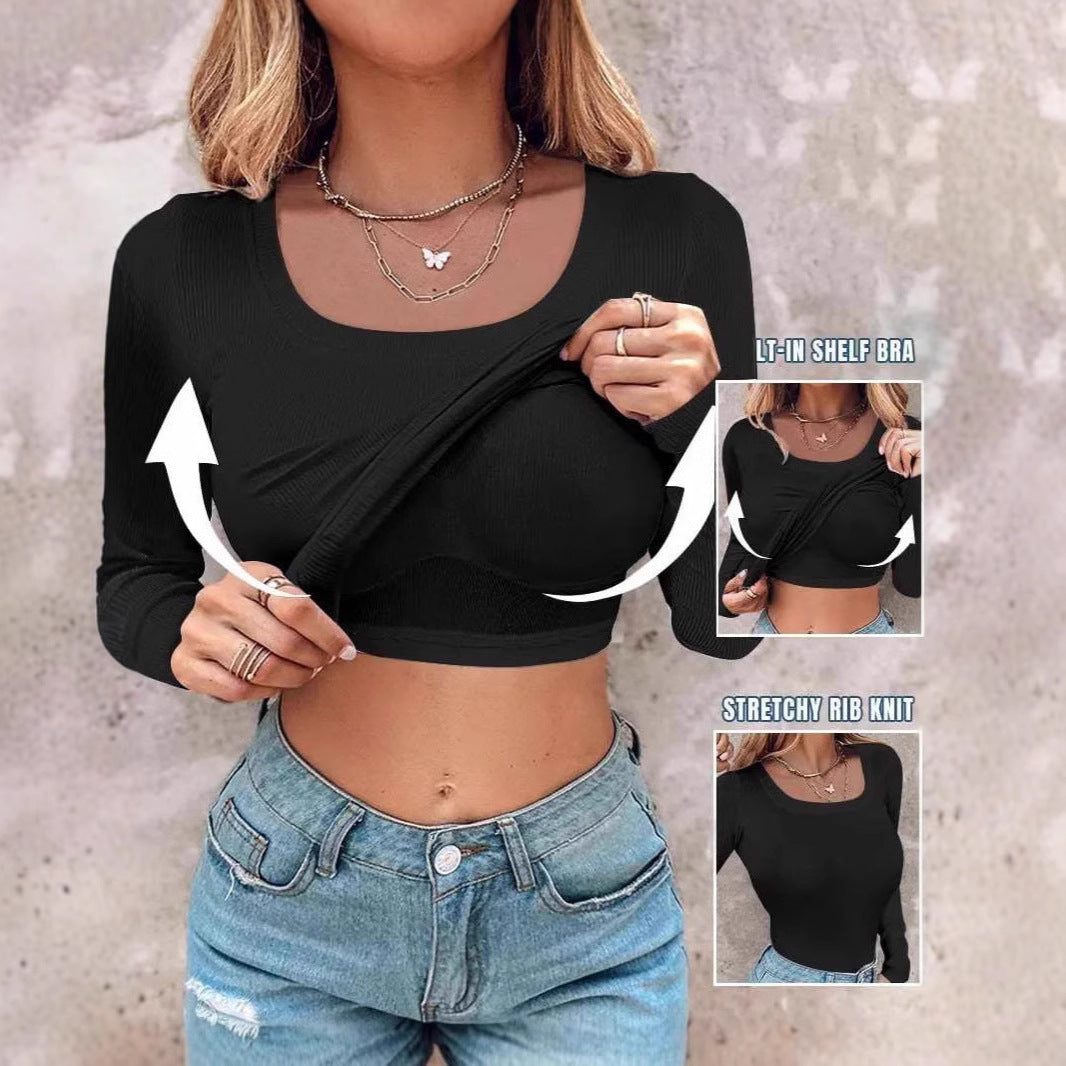 Damen Cropped Langarmshirt Mit Trägershirt Norvielle - Norvielle