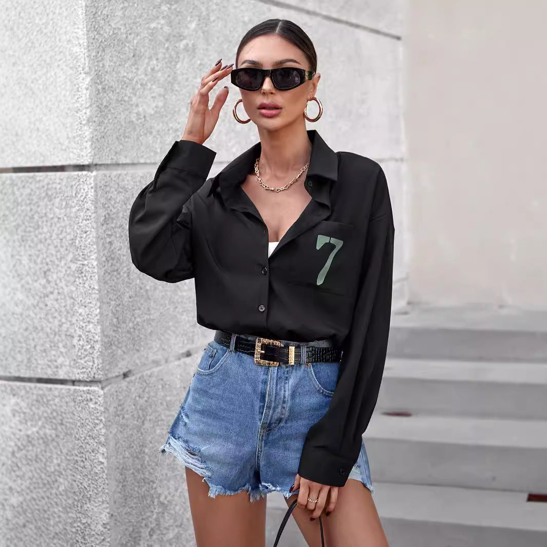 Damen Lässige Hemdjacke Personalisierbar Bequem Norvielle