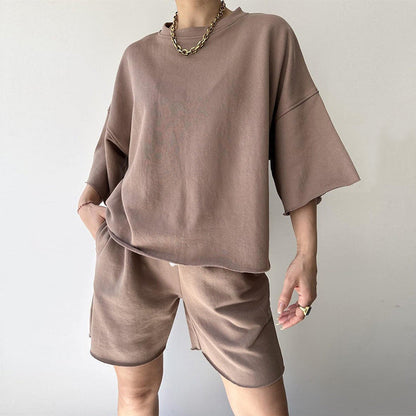 Damen Kurzarm-Oberteil und Shorts Set Norvielle