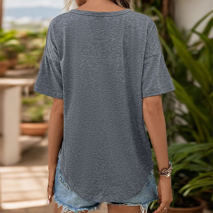 Damen T-Shirt mit Knopfleiste und Knoten-Detail Norvielle