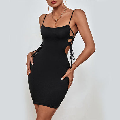 Damen Minikleid Figurbetont Norvielle Seiten-Cut-Out Schnürung