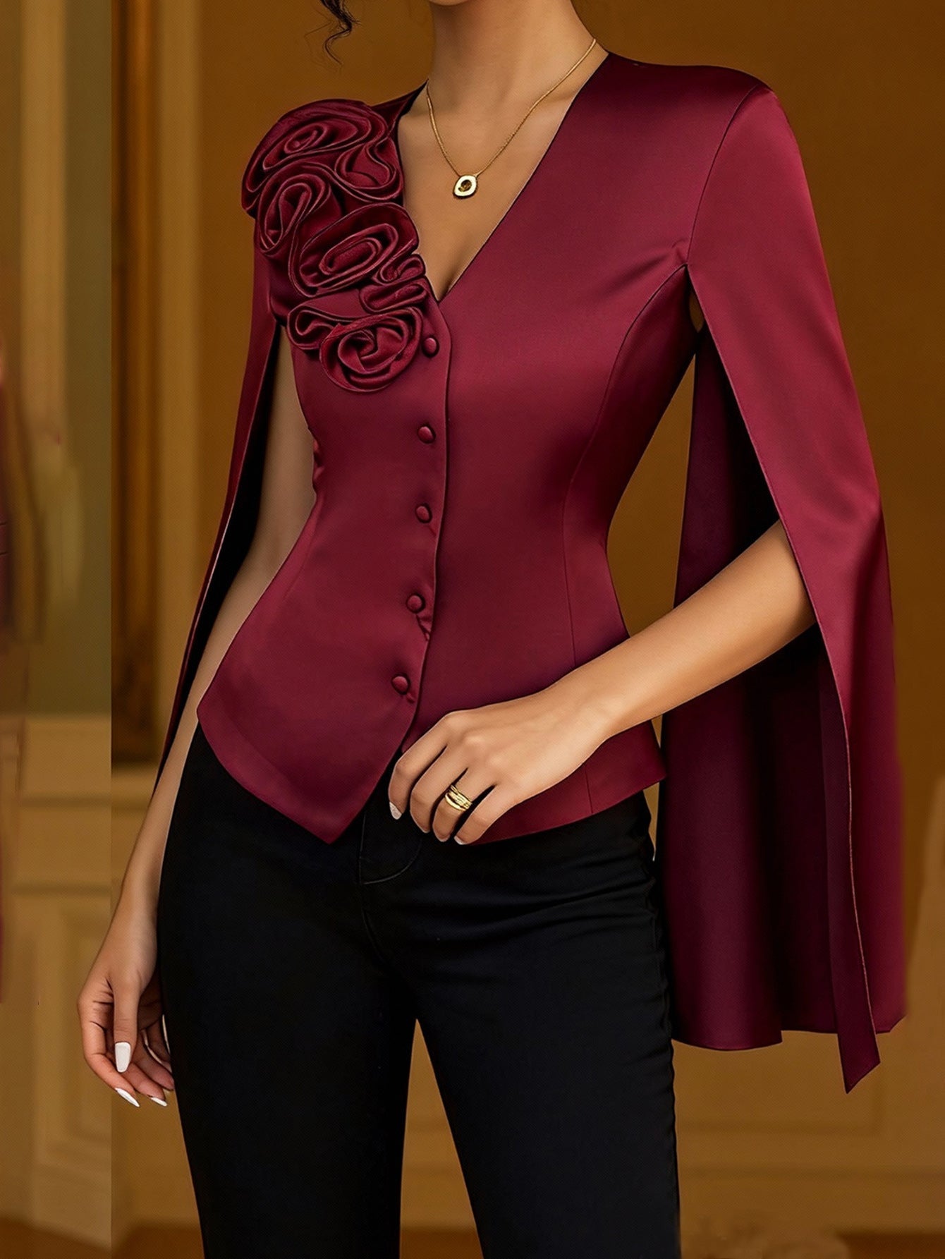 Damen Bluse Glanzstoff Norvielle