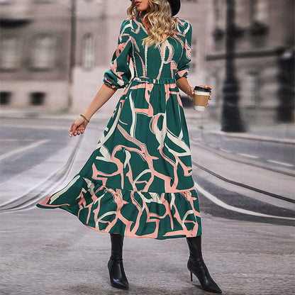 Damen Maxikleid V-Ausschnitt Fließschnitt Elegant