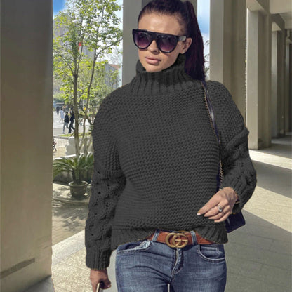 Damen Grobstrickpullover Hochkragen Strukturoptik Norvielle