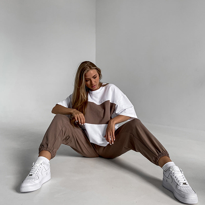 Damen Sportanzug Oversized Shirt Bequeme Jogginghosen Norvielle