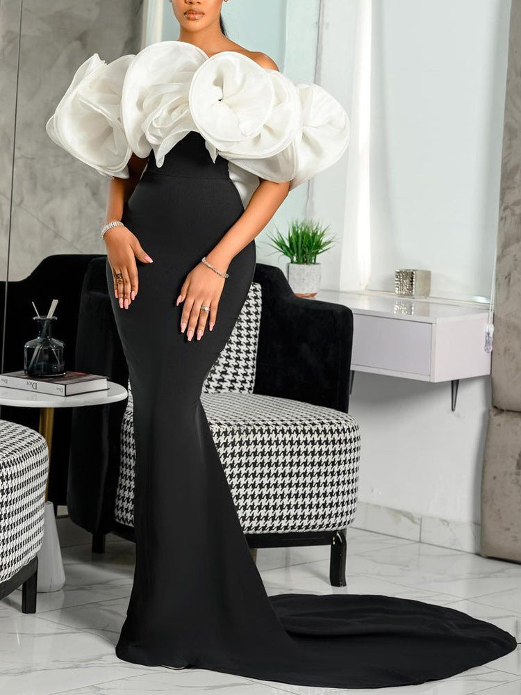 Damen Abendkleid Voluminöses Oberteil Figurbetonter Rock Norvielle
