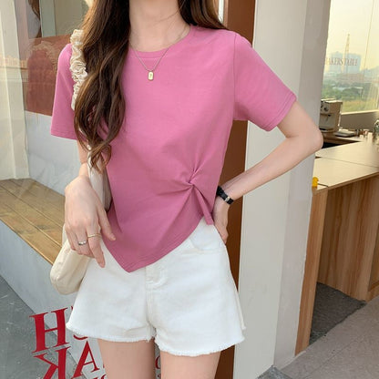 Damen T-Shirt Cropped mit Knoten-Design Modern