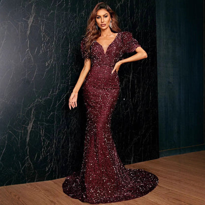 Damen Abendkleid Paillettenbesatz Figurbetont