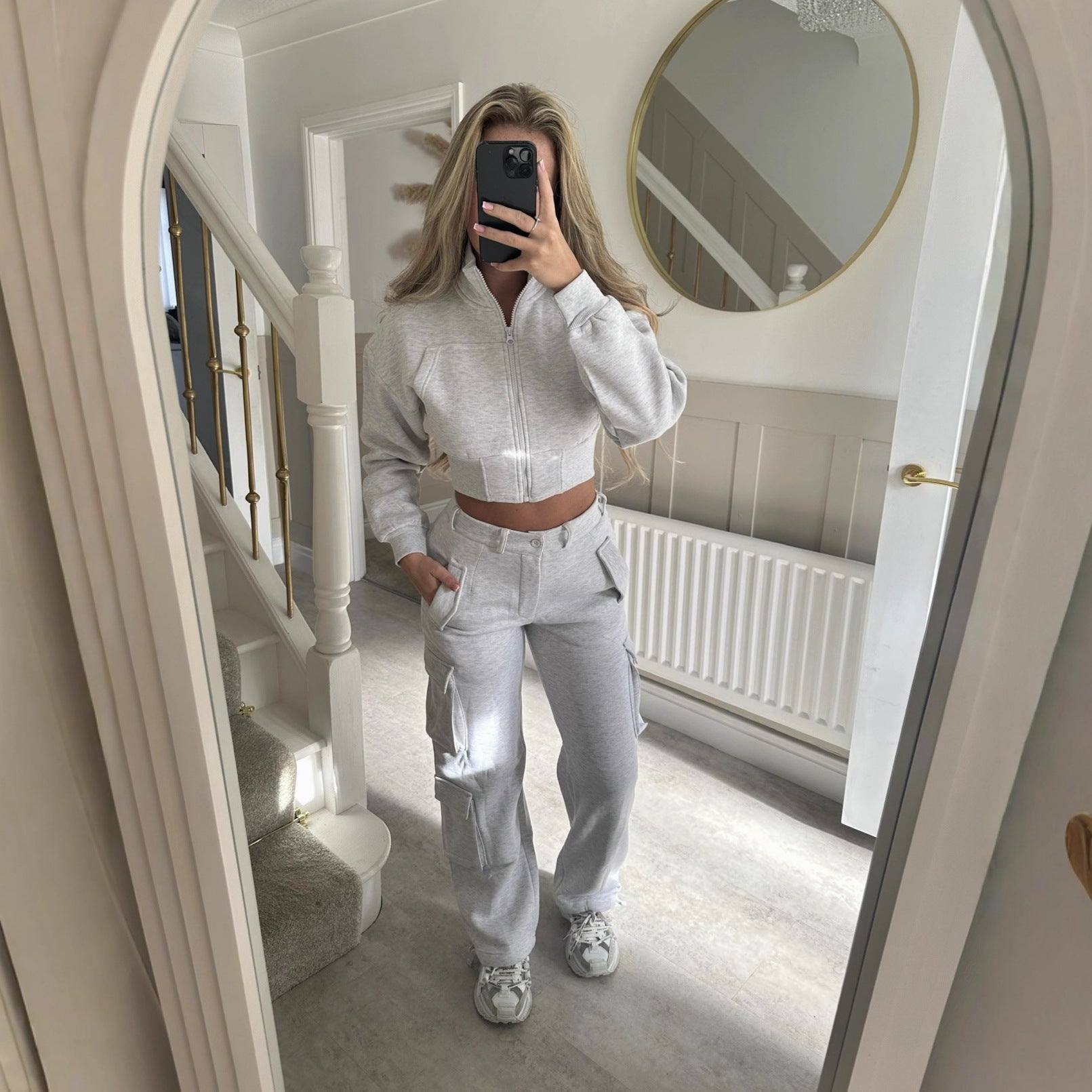 Damen Cropped Jacken Set Cargo Hosen Norvielle - Norvielle