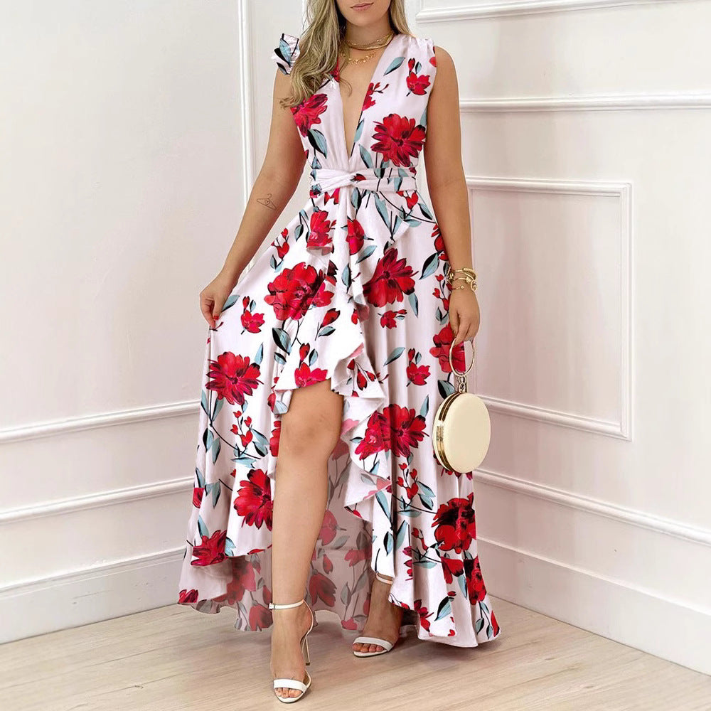 Damen Maxikleid Palmenmuster V-Ausschnitt Norvielle - Norvielle