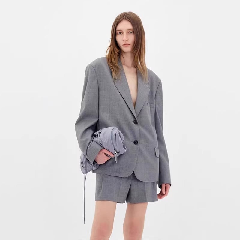 Damen Oversized Blazer Karomuster Schwarz - Norvielle